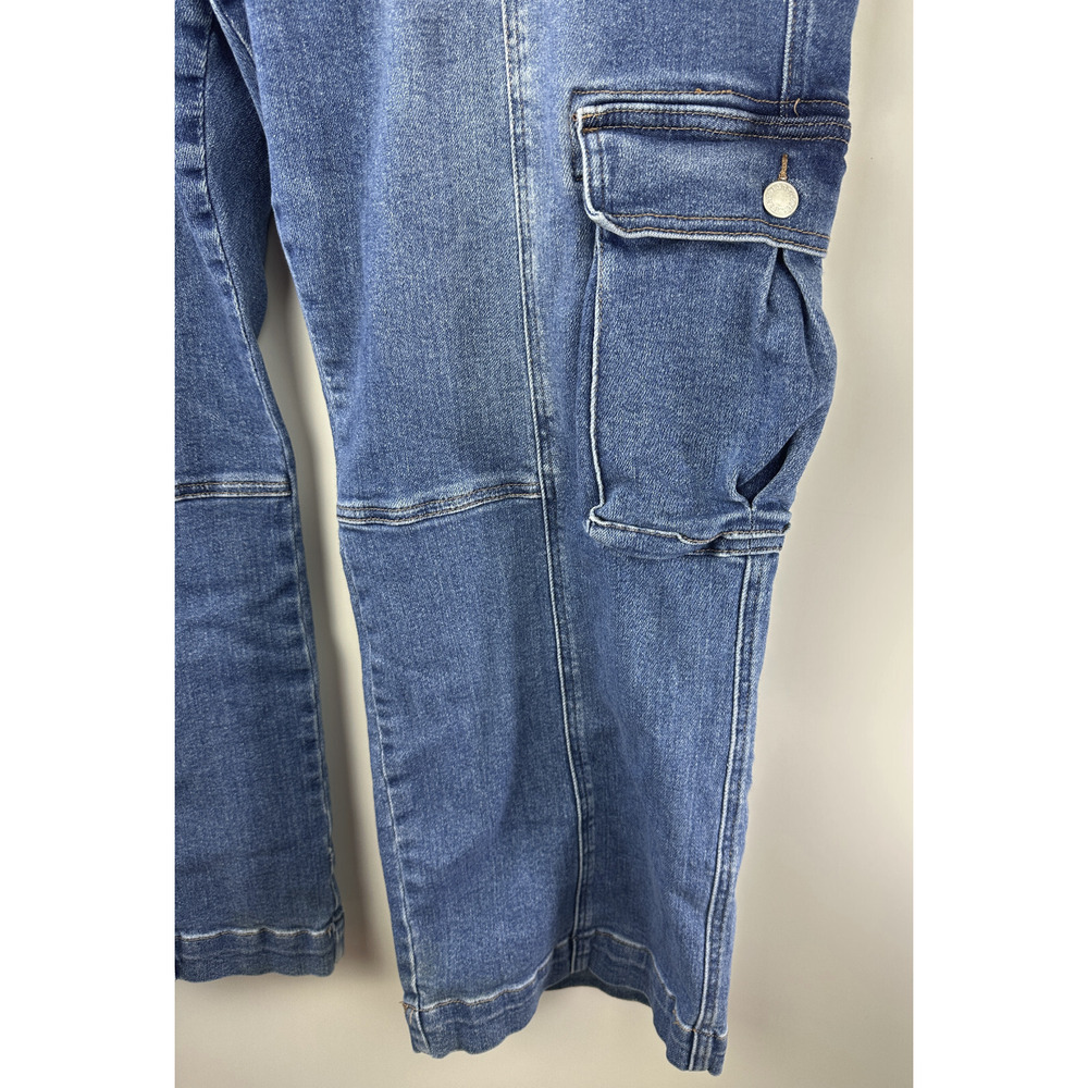 Judy Blue Macon Cargo Wide Leg Jeans High Rise Blue Denim Women's Plus Size 24W - Picture 15 of 16
